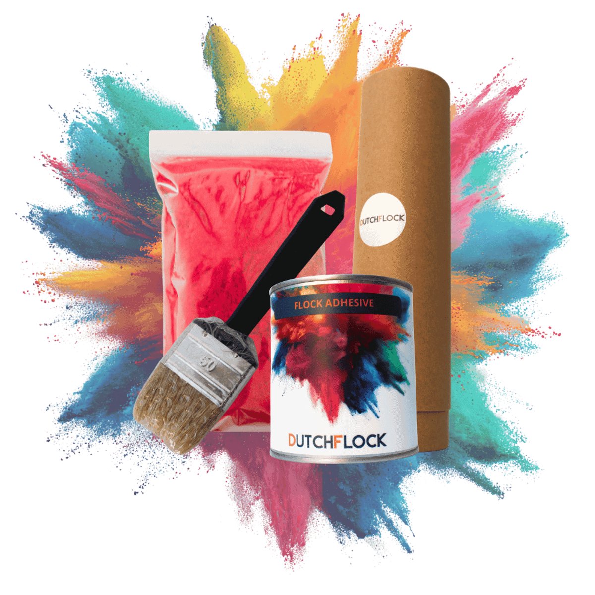 Flocking Kit Rood Xtra Large | 600gr. flocking poeder - 750ml flock lijm - applicator - kwast