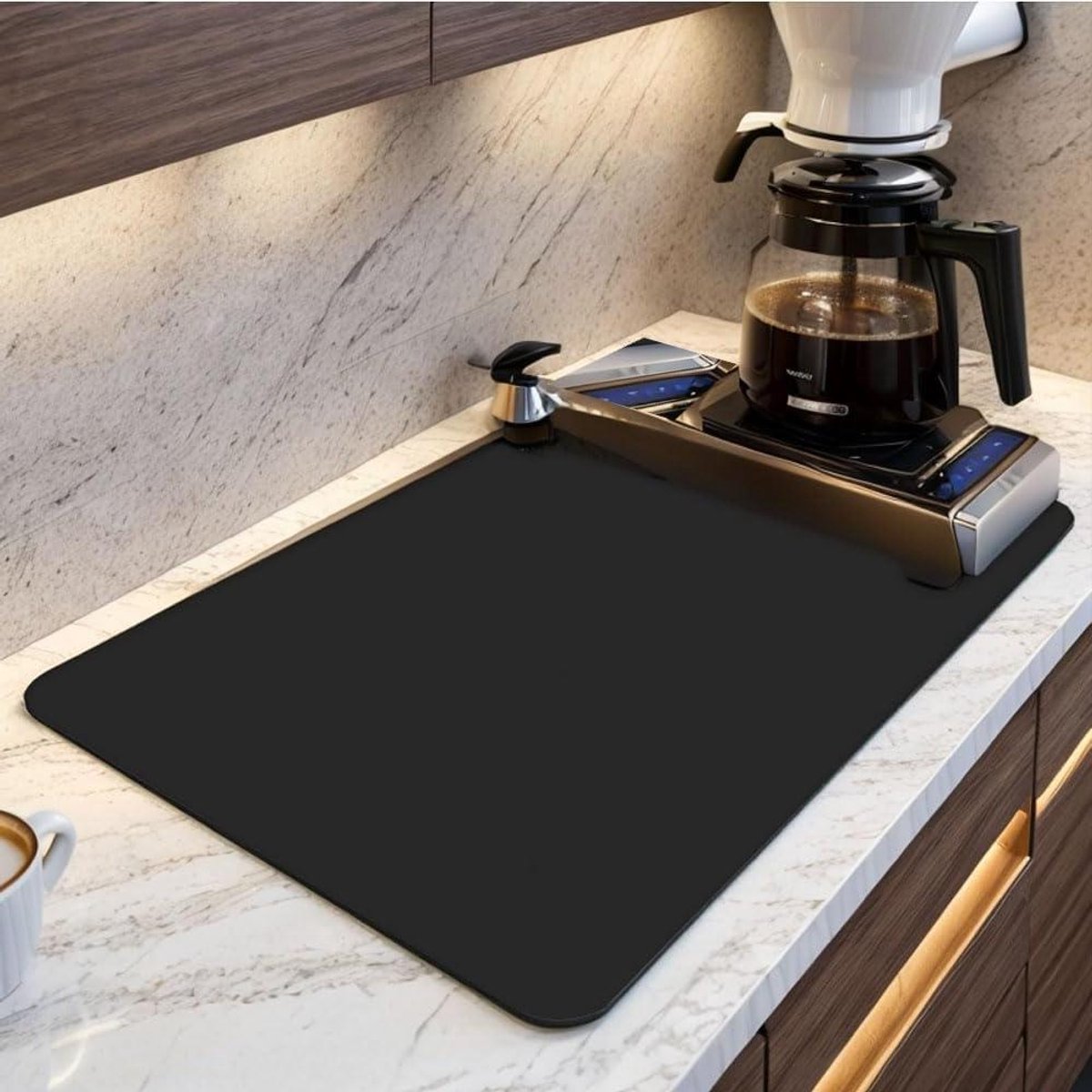 Koffiemat - Afvoermat Drogen - Keuken Organisatie - Sneldrogend Absorberend - 50 x 40 cm - Grijs