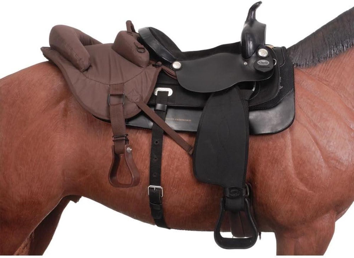 Tandem Zadel - Achterzadel Western - Paardrijden - Schokabsorberend Schuim - 18x24x18 inch - Bruin