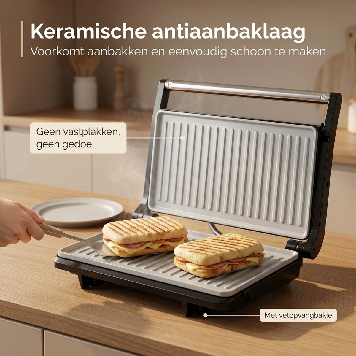 Golermo Tosti Apparaat - Contactgrill voor 2 Tosti’s thumbnail 5