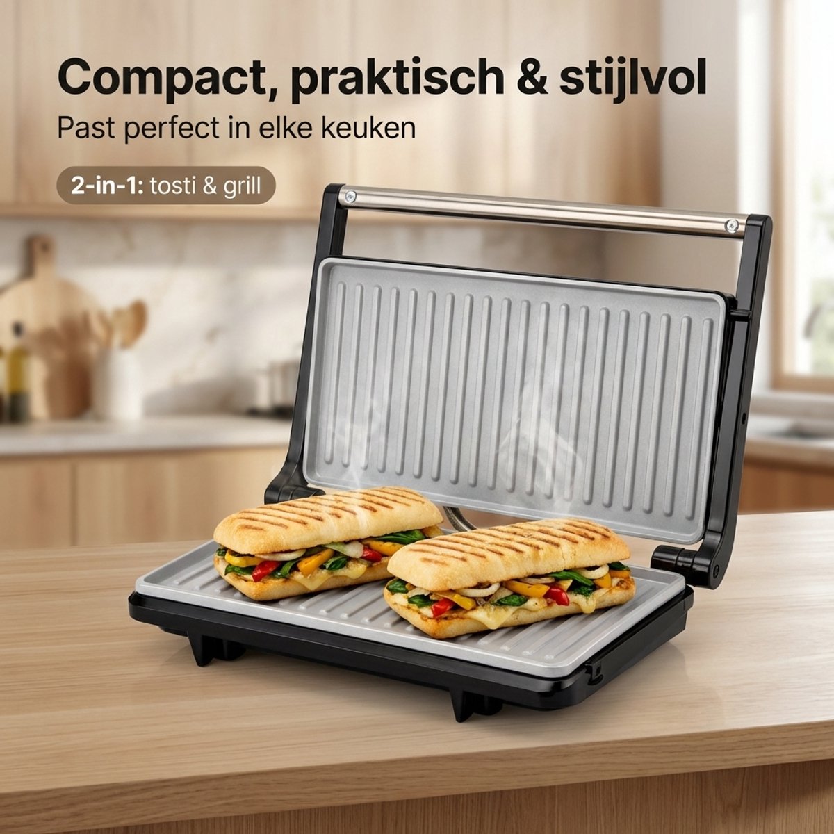 Golermo Tosti Apparaat - Contactgrill voor 2 Tosti’s thumbnail 3