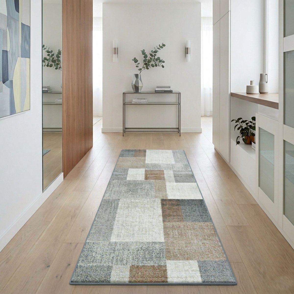 FLOORDIREKT Tapijtloper Lucano - Op Maat - Modern - Antislip Woonvloerkleed - Bruin - 80 x 200 cm