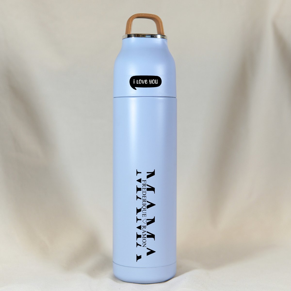 Gepersonaliseerd Cadeau voor Mama - Thermosfles met Eigen Namen - Blauw Thermosfles 500ml - Thermosbeker Koffie - Thermosbeker Travel Mug - Moederdag - Moederdag Cadeautje - Moederdag Cadeau