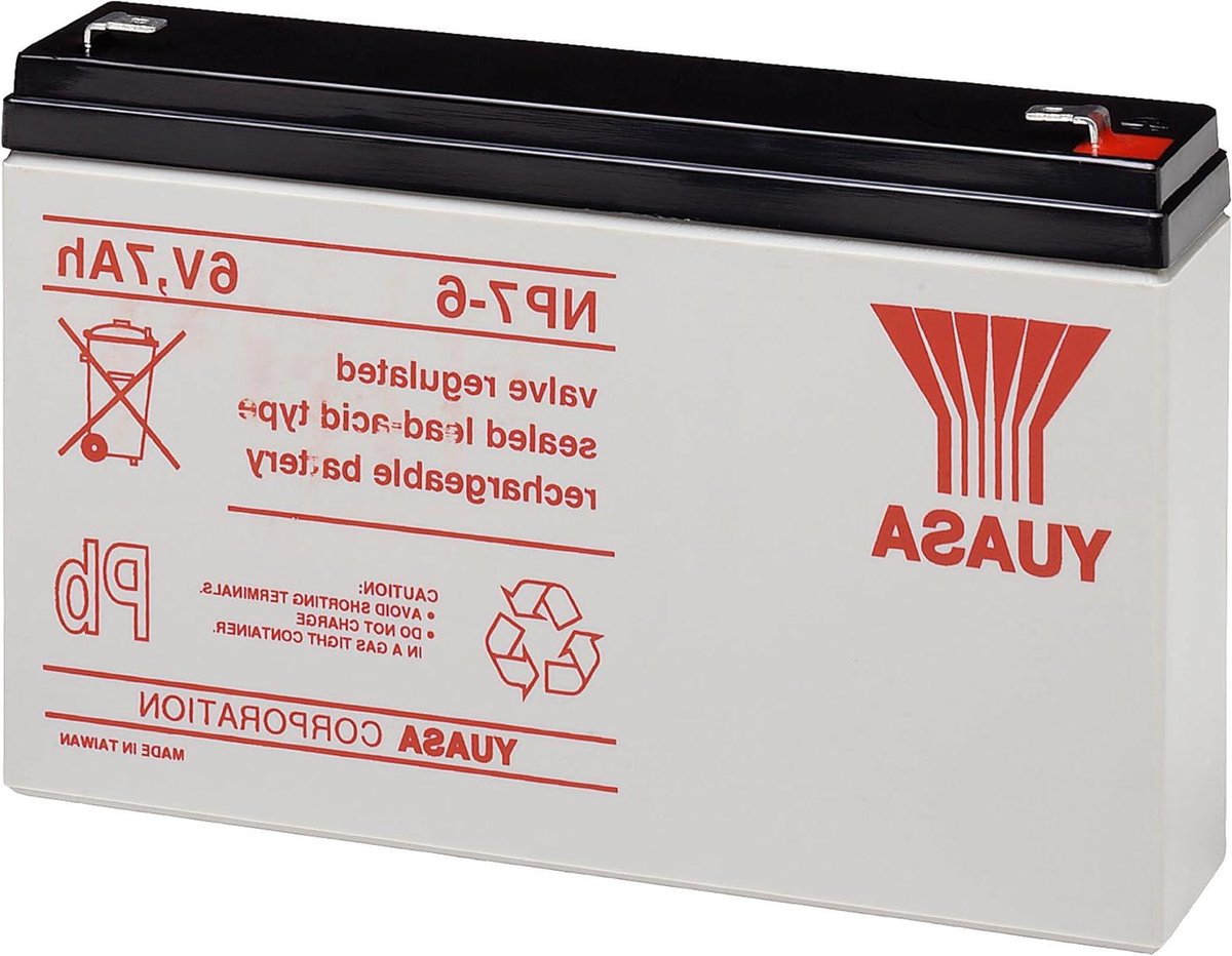 Loodaccu - Oplaadbare Batterij - Ononderbroken Stroom - Vlakke Klemmen - 6 Volt 7Ah - Zwart