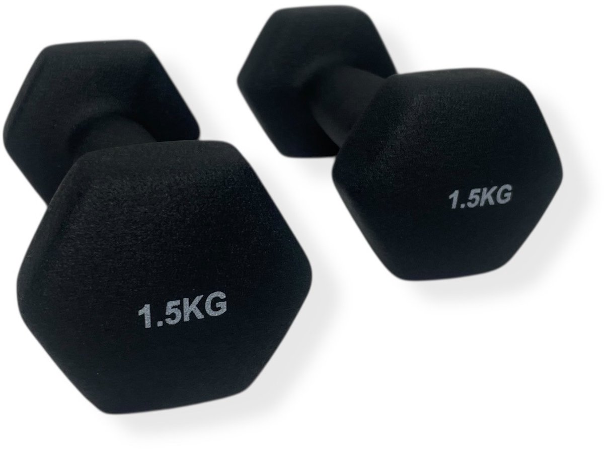 Padisport - Dumbells 1.5 Kg - Halter - Gewichten Set Halters - Gewichten 1.5 Kg - Zwart - Gewichten
