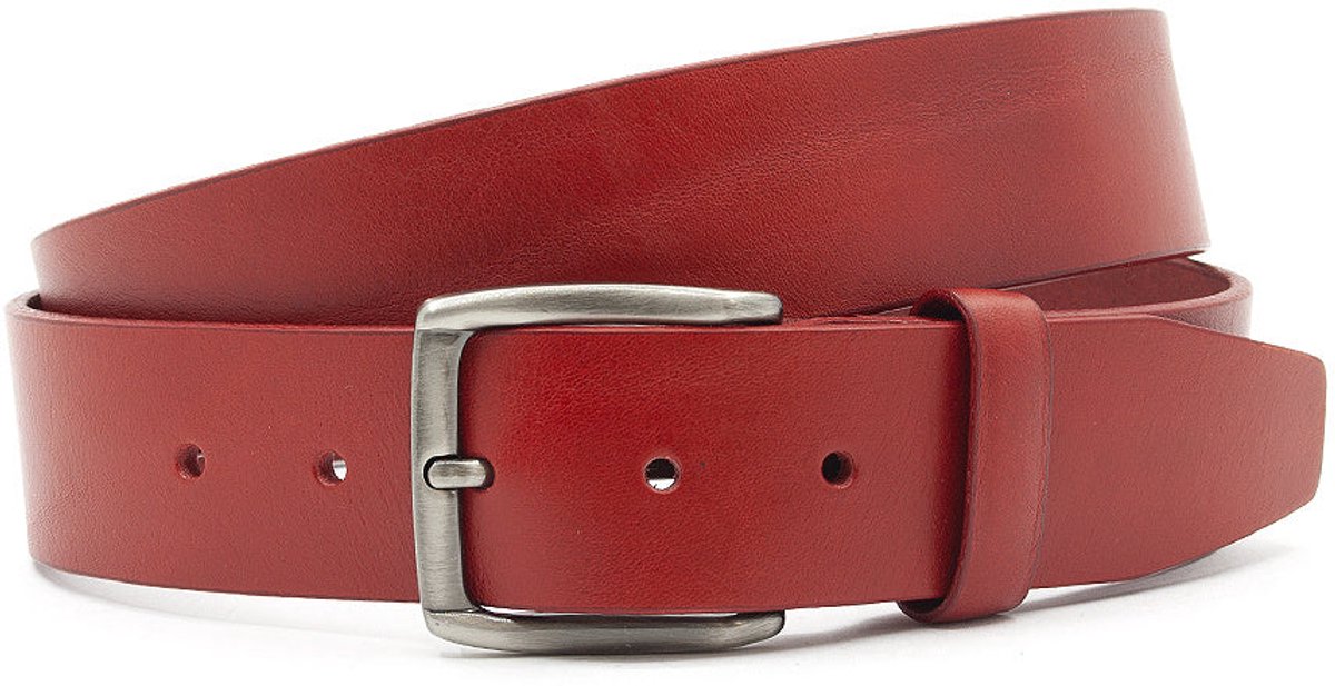 Rode leren jeansriem - Dames riem - 4 cm breed - Leer - Jeans riem - Sportief - Maat 120