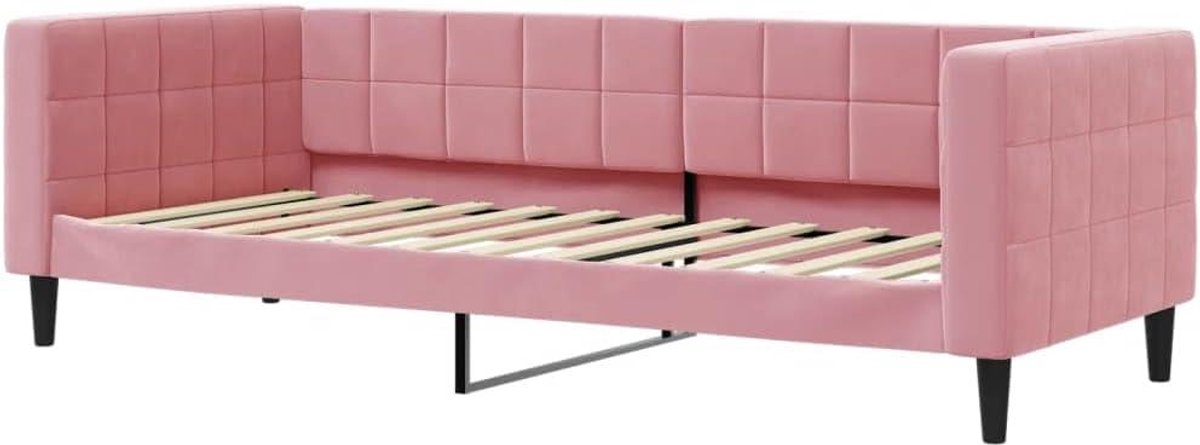 Slaapbank Fluweel - Bank Bed - Gasten Ontvangen - 2-in-1 Dagbed - 80x200 cm - Roze