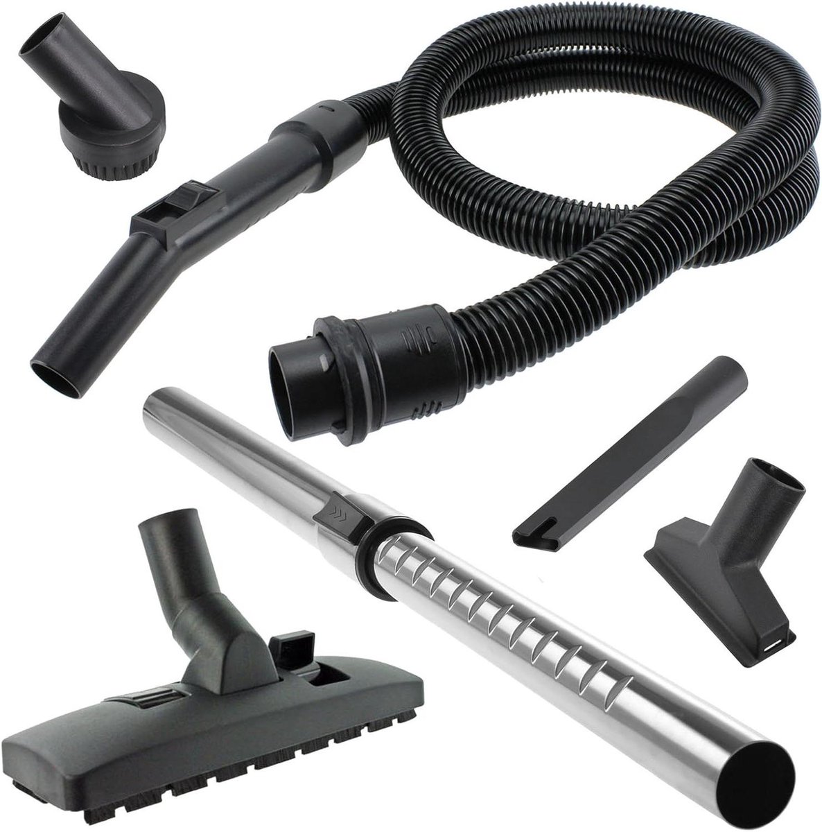 Slang Verlengstuk - Stofzuiger Accessoires - Diep Reinigen - Roestvrij Staal - 94 Centimeter - Zwart