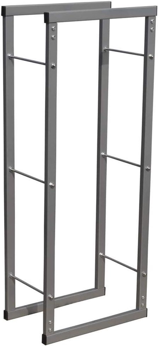 Brandhout Rekkist - Houtopslag Houder - Haardhout Opslaan - Metalen Design Rek - 40 x 100 cm - Zilver
