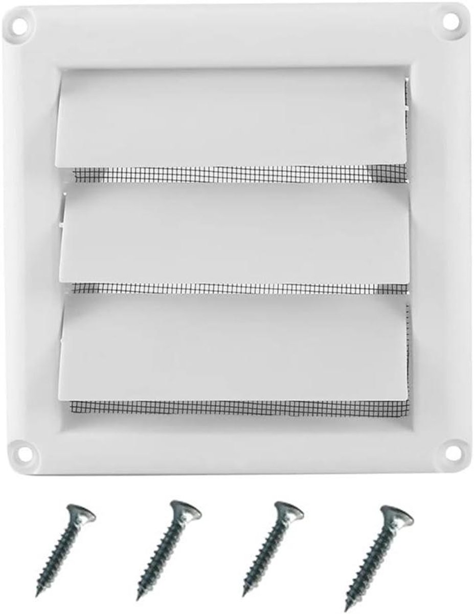 Ventilatierooster - Afvoerrooster Rooster - Luchtstroom Reguleren - Insectenbescherming Beweegbare Lamellen - Diameter 100 mm - Wit