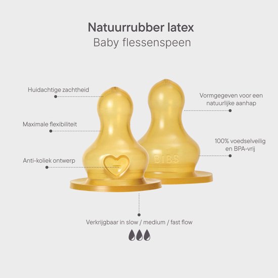 BIBS Fles - Medium Flow - 240 ml - Glas/Latex - Sage van BIBS — afbeelding 2