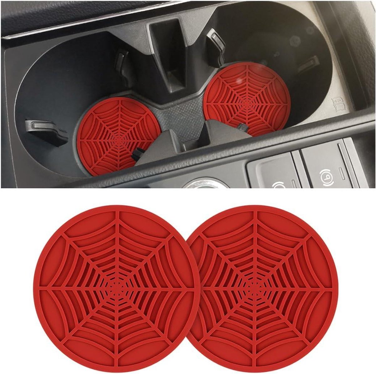 Bekerhouders Auto - Bekermatten Kussen - Voorkom Vlekken - Antislip PVC - 7 cm - Rood