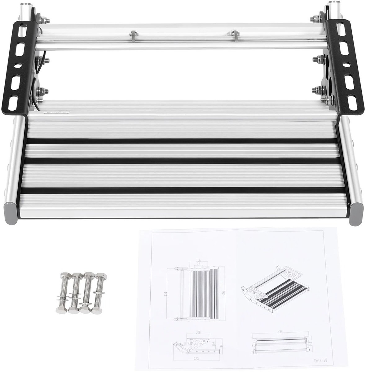 Innovastore Campertrap - Caravantrap - Caravan opstaoje - Campertraptrede - Kamperen - Led verlichting - Zilver - Antislip