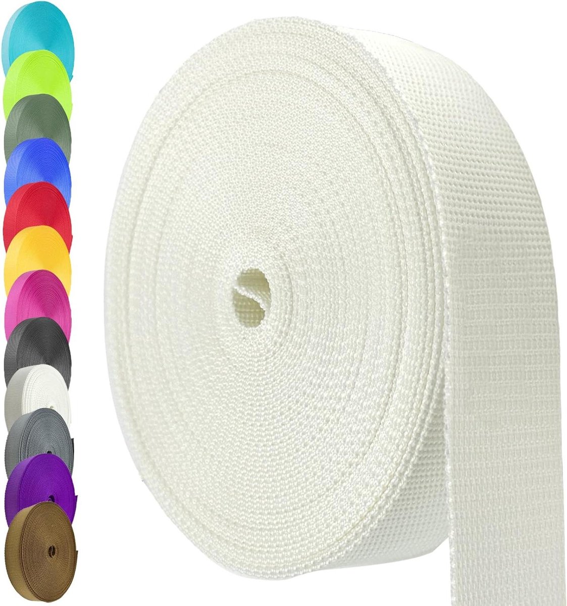 Nylon Singelband - Webbing band Nylon riem - Doe-het-zelf knutselen - Hoge treksterkte - 15 inch x 12 Yard - Wit