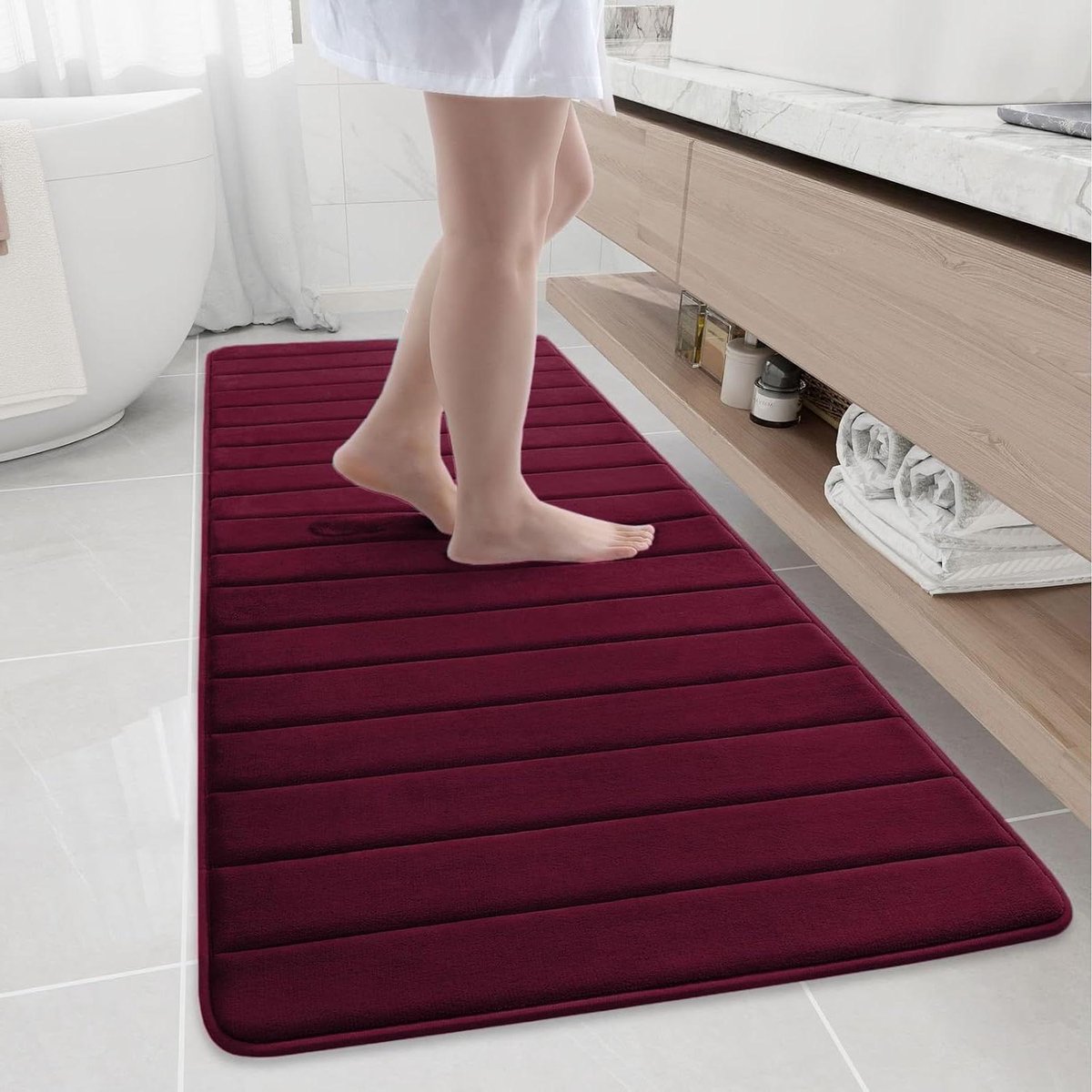 Badmat - Vloerkleed Keuken - Voeten Ontlasten - Sneldrogend - 61 x 178 cm - Bordeauxrood