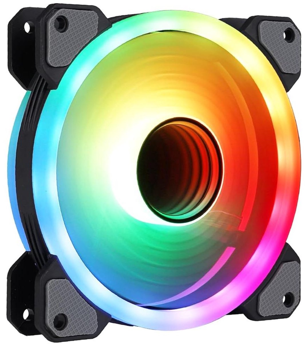 PC Ventilator - Computer Fan - Koeling PC - Dubbele Ringverlichting - 120 mm - Zwart