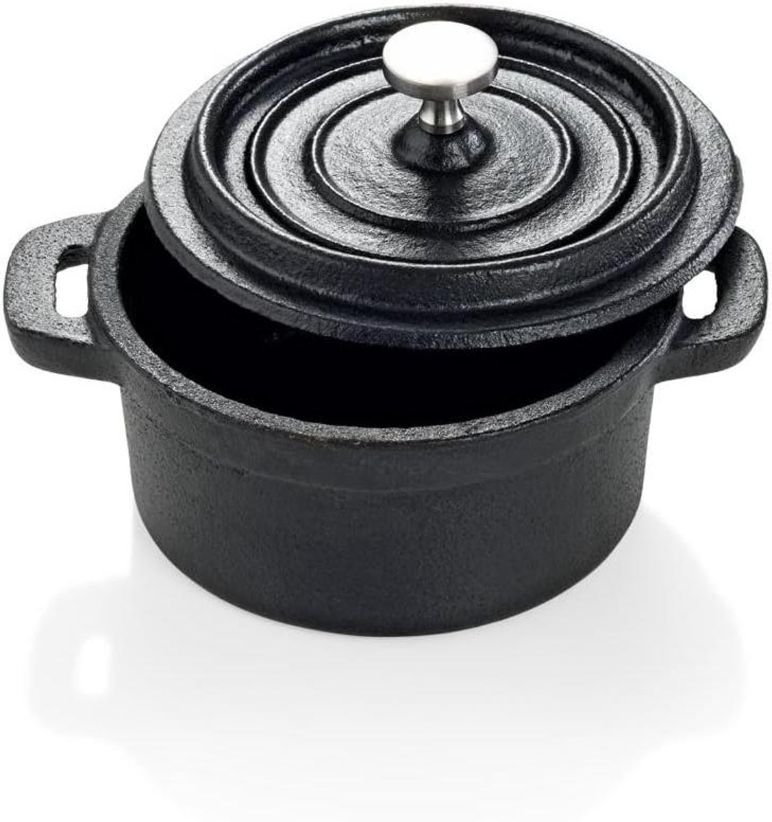 Gietijzeren Cocotte - Ovenschaal Deksel - Koken Bakken - Met Deksel - 10 cm Ø - Zwart