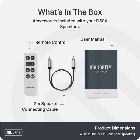 Majority D50X Bookshelf Speakers - Bluetooth - 60 W - Ingebouwde Versterker - Zwart van Merkloos — afbeelding 5