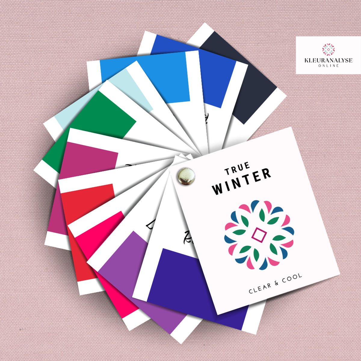 True Winter Kleurenwaaier – Seizoenskleuren – Kleurtype Wintertype – Koel & Helder – Kleuranalyse – Kleuradvies Voor Kleding