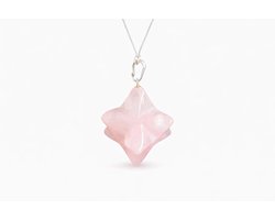 Rozenkwarts hanger merkaba ster 14 x 14 mm – Edelsteen hanger – Lichtroze gemstone hanger