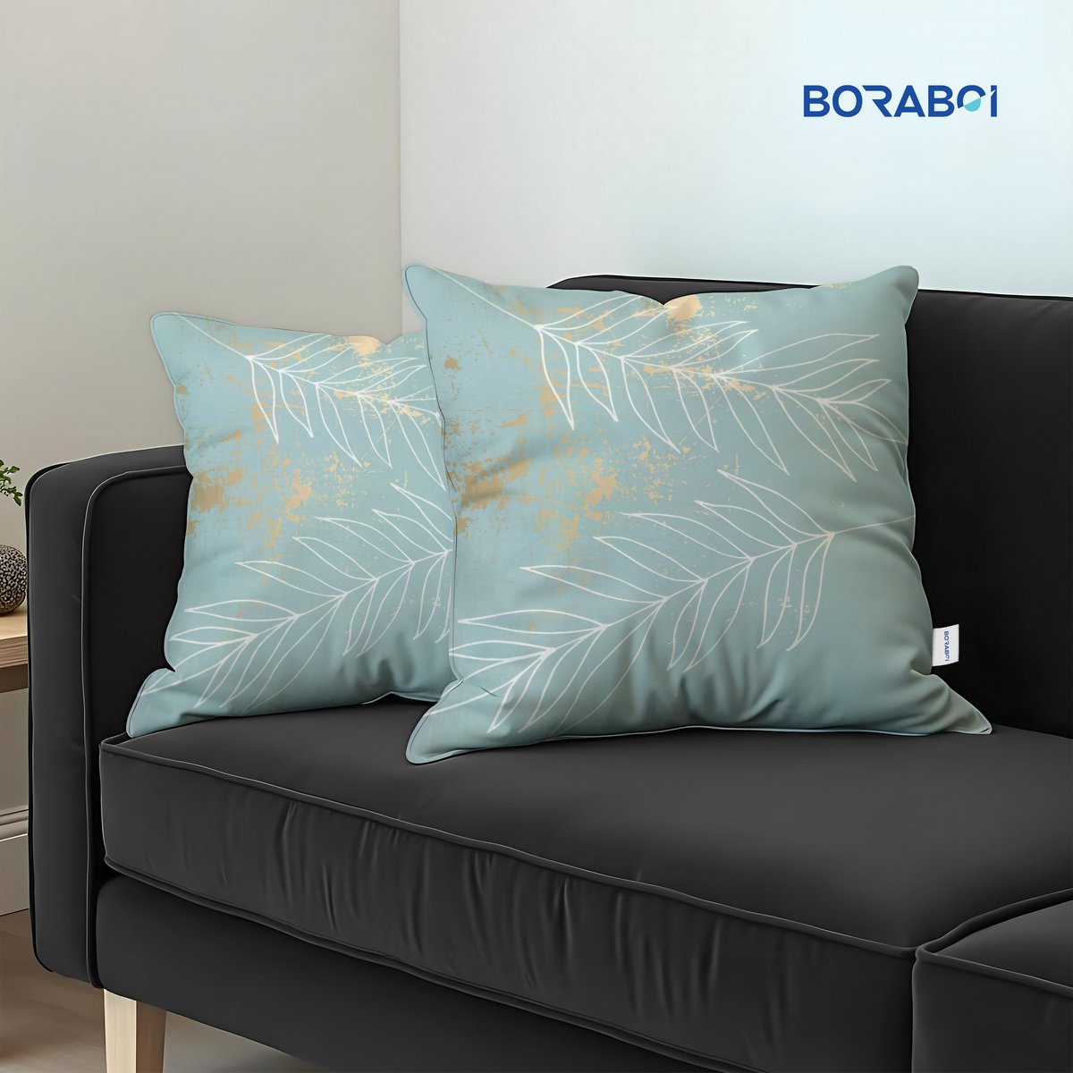 Boraboi® Luxe Decoratieve Kussenhoezen set van 2 , Zachte Suède Touch 50x50cm -(Groen,Goud,Wit)