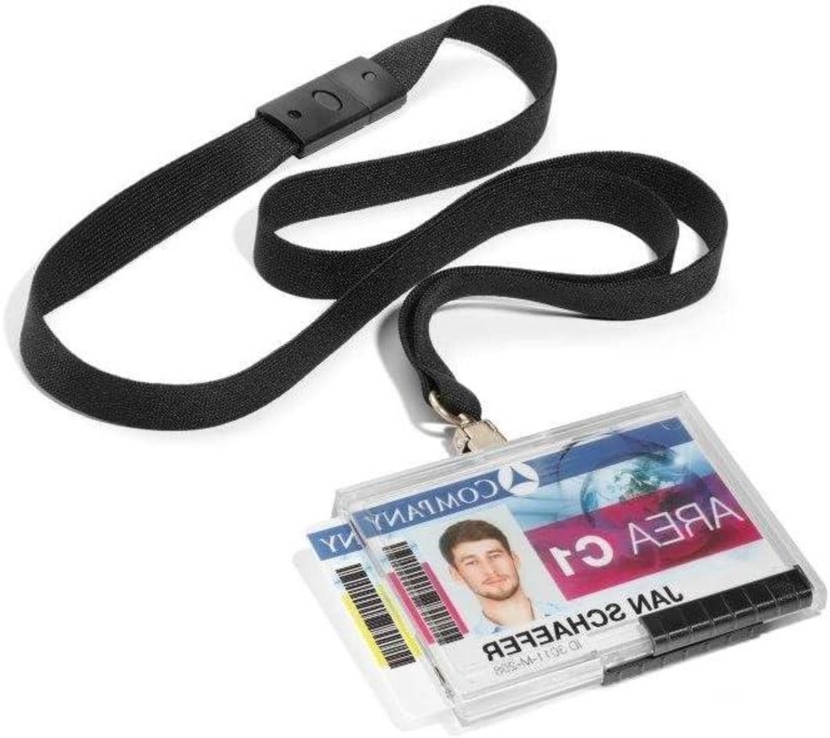 Kaarthouder Pushbox Duo - ID-kaarthouder Badgehouder - Toegang Beheer - Dubbele Kamer Schuifregelaar - 54x87 mm - Transparant/Zwart
