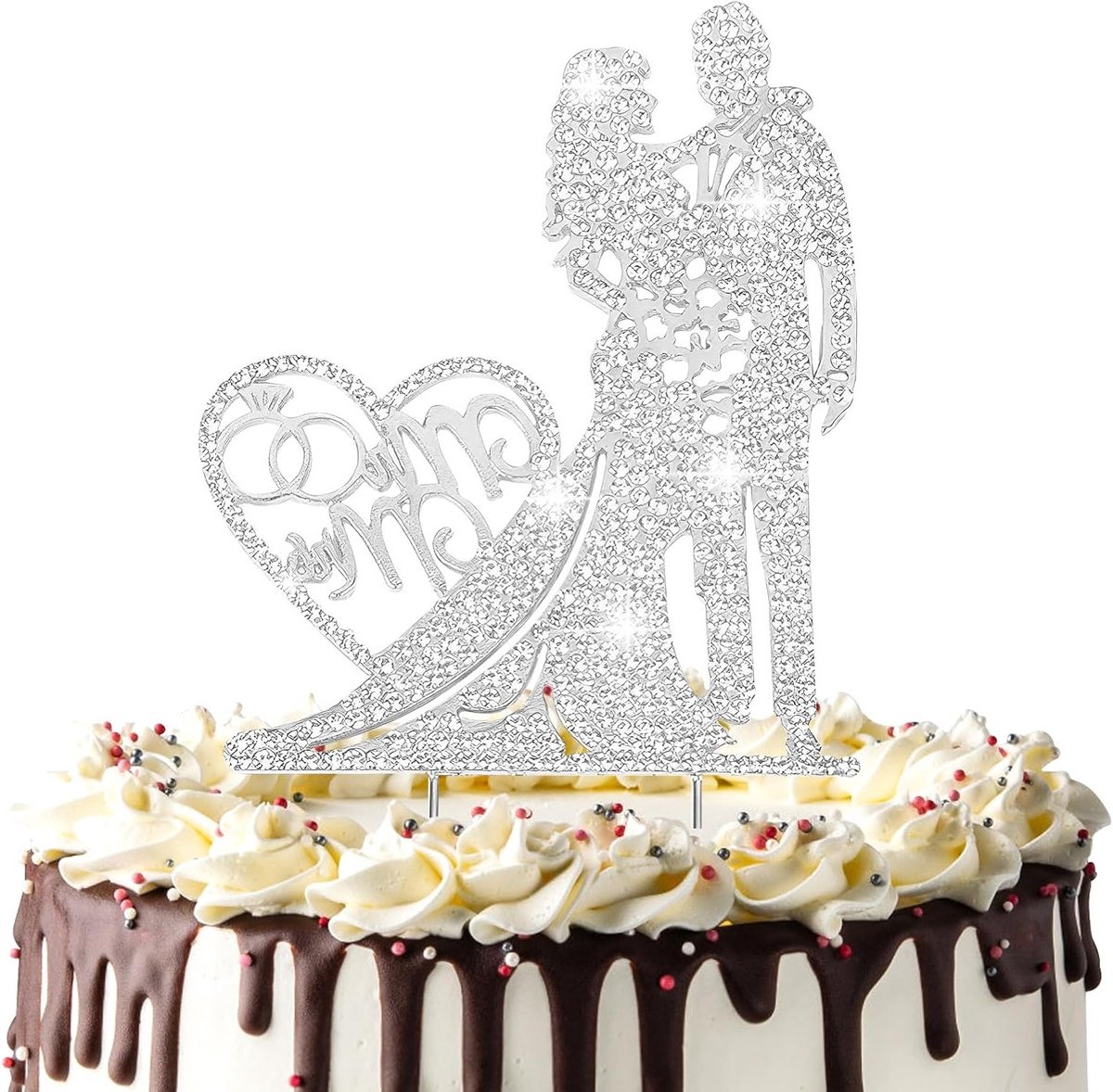 Persoonlijke Bruidstaart Topper met Strass, Mr. & Mrs. Decoratie voor Trouwen en Feestelijke Taarten