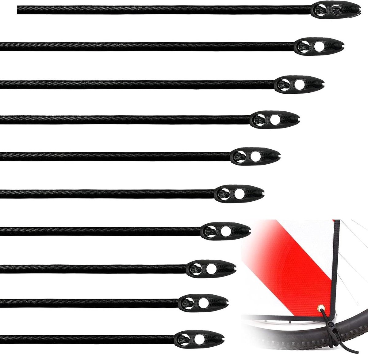 Spanbanden met Haken - Bagagespanners Elastiek - Bagage Vastzetten - Versterkte Nylon Clip - 50 cm - Zwart