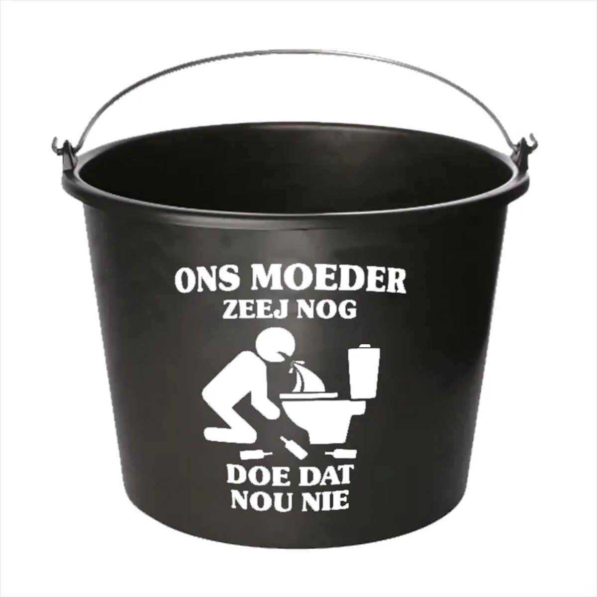 Emmer - Ons moeder zeej nog - Cadeau emmer - met tekst - 12 liter - zwart