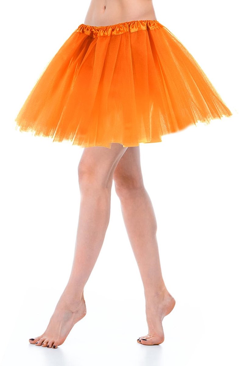SPHProducts - Tule rok - Tutu-rok voor dames - Knielang - Elastisch - Geschikt voor verkleedpartijen - Oranje