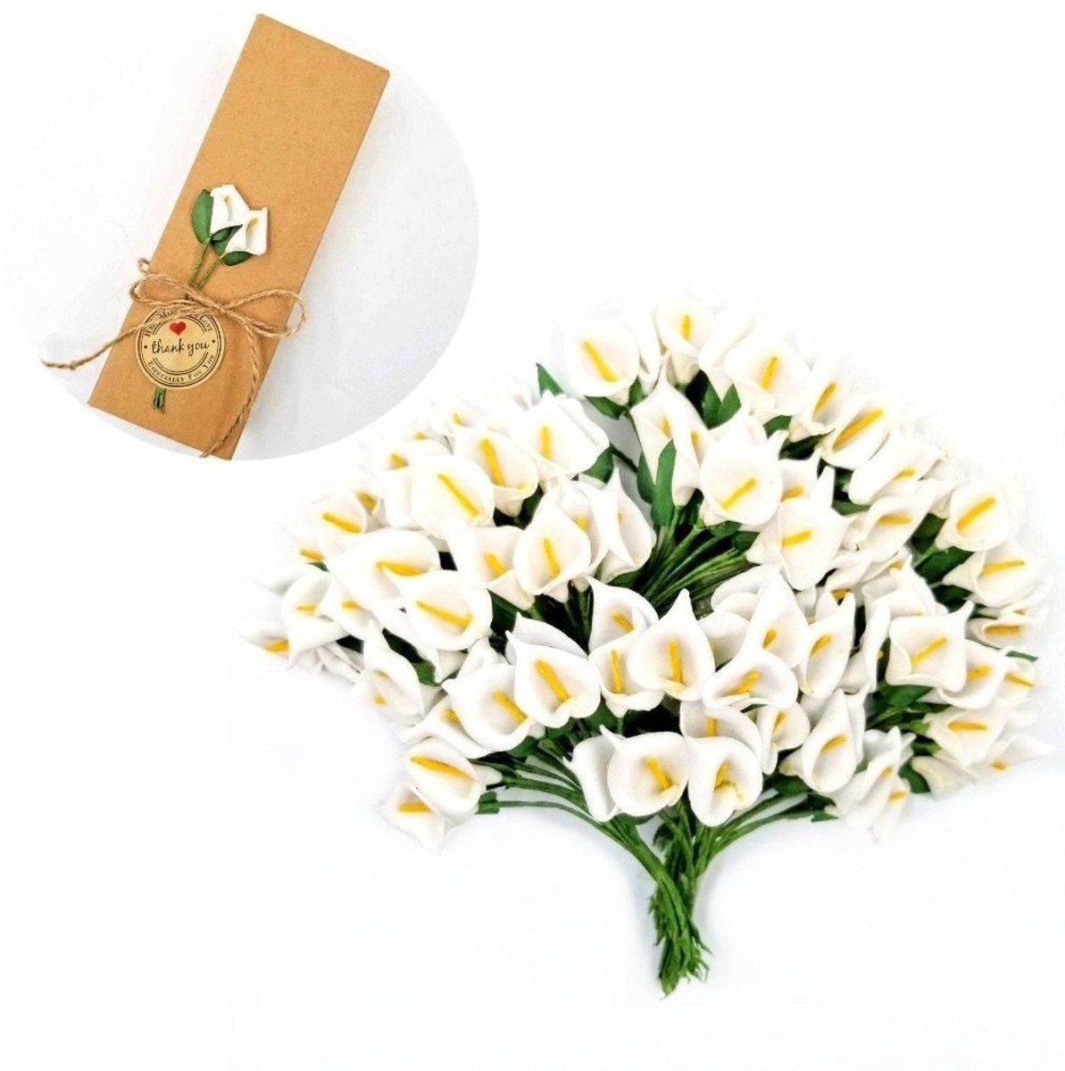Store_7 - Kunstbloemen - 144 Stuks Calla Lelies - Decoratie voor Feestjes - Wit - Bruiloft