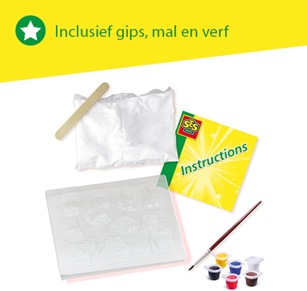 SES Creative - Gieten en Schilderen - Bosdieren - gips gieten - maak een hertje, vos, uil en meer - met sneldrogend gips, verf en penseel - knutselen voor kinderen — afbeelding 3