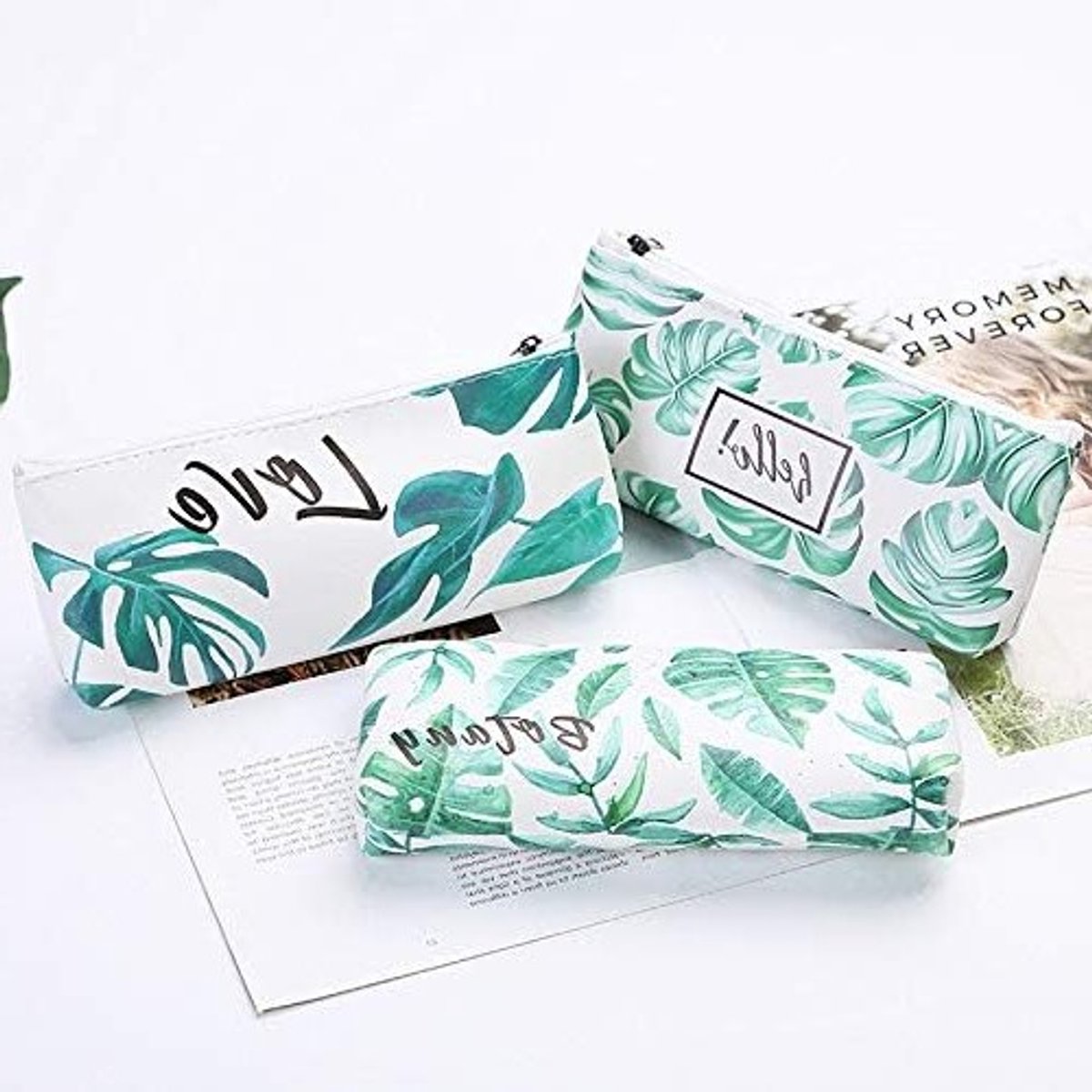 Tropische Palmblad Patroon Pennenhouder - Stationery Pouch voor School, Kantoor en Make-up Organisatie
