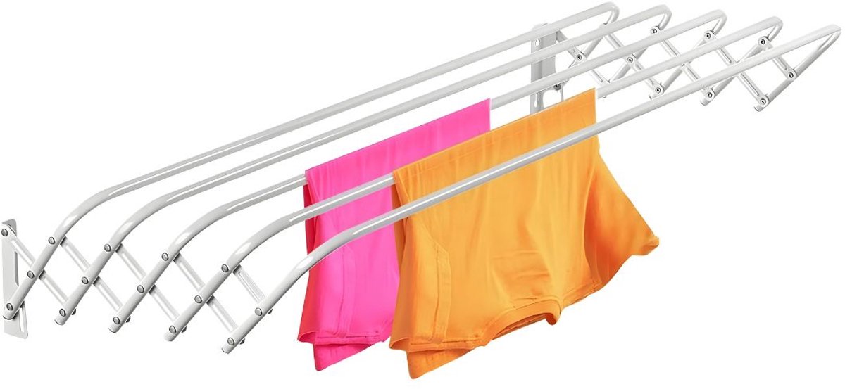 DnA® Wanddroogrek - Wanddroogrek Inklapbaar - Droogrek Muur - Wanddroogmolen - Wit - 45cm x 80cm x 18cm