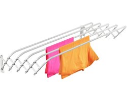 DnA® Wanddroogrek - Wanddroogrek Inklapbaar - Droogrek Muur - Wanddroogmolen - Wit - 45cm x 80cm x 18cm