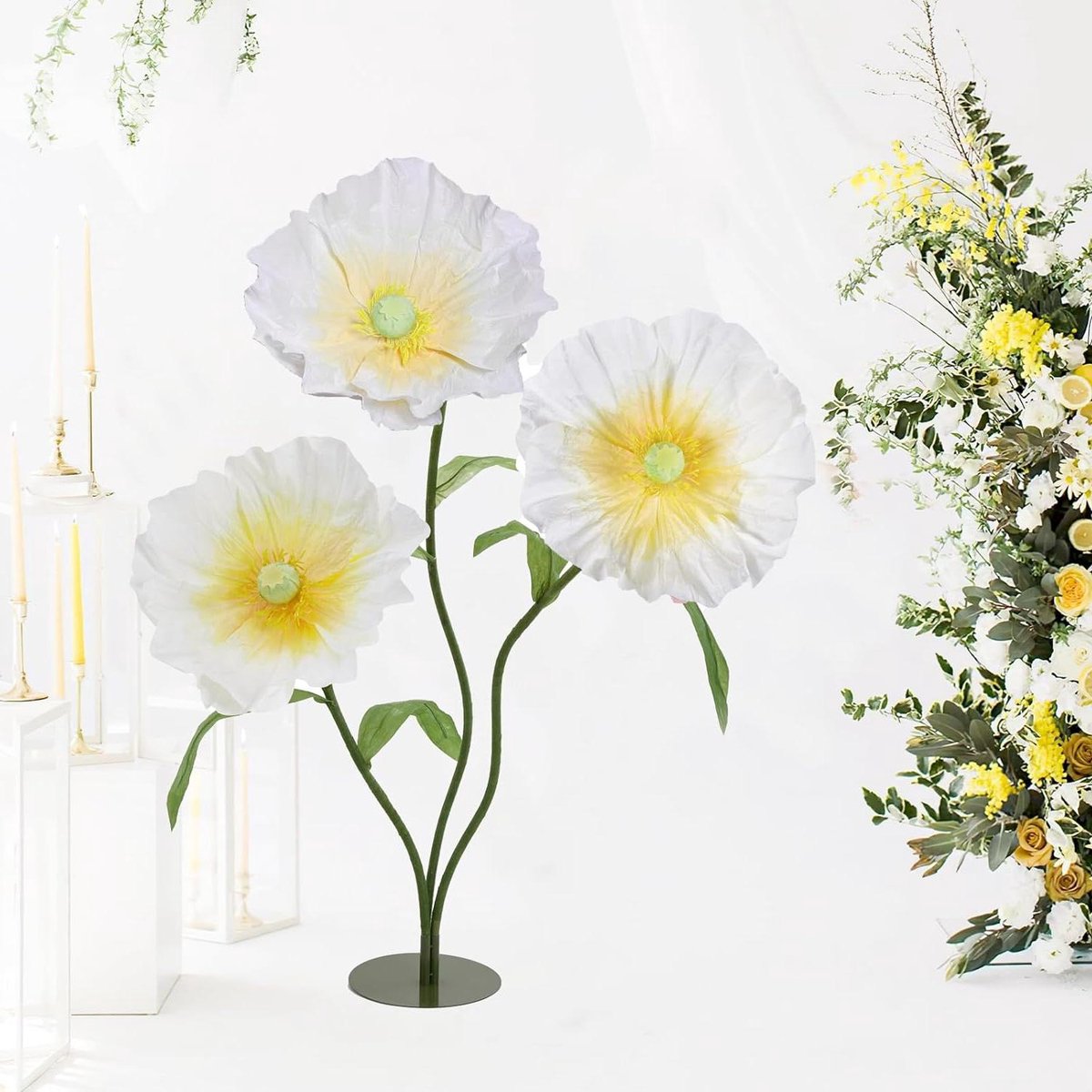 Kunstreuzenbloemen - Grote 3D bloemen - Feestelijke decoratie - Uniek ontwerp - 170 x 60 x 60 cm - Wit