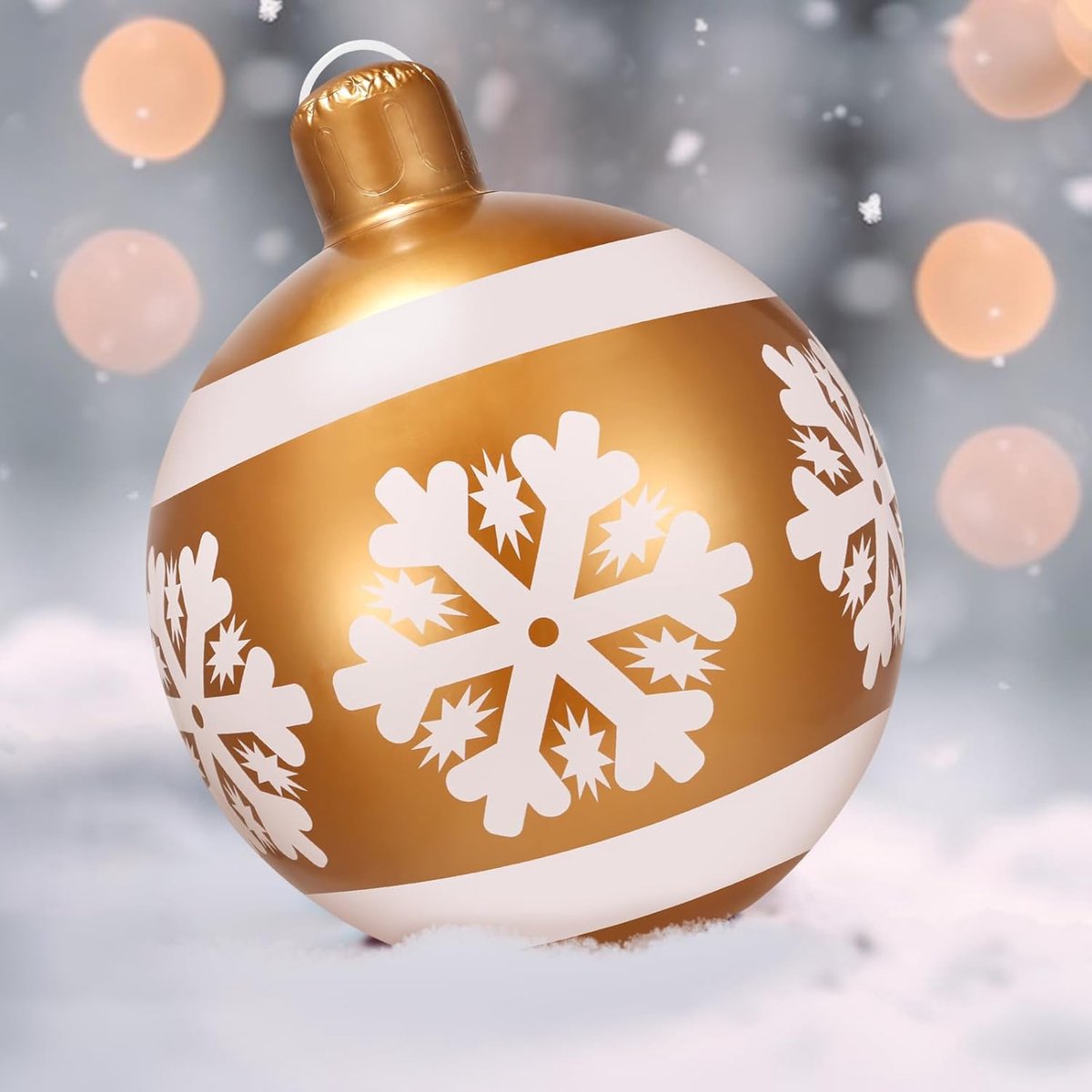 Opblaasbare Kerstbal 26 Inch - Grote Opblaasbare Kerstversiering - Geschikt voor Buiten- en Binnengebruik - Tuindecoratie - Feestelijke Gouden Kerstversiering