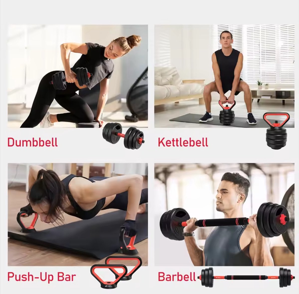 3-in-1 Barbell Set 20kg - Verstelbare Dumbbells & Halterstang met Gewichten - Complete Fitness & Krachttraining Set voor Home Gym - Barbell met Gewichten voor Armen, Borst, Rug en Full-Body Workouts – foto 6