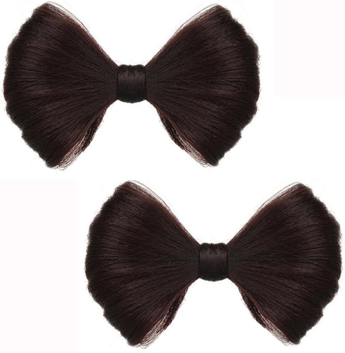 2 Pieces Bow Wig - Synthetic Hair Extensions - Clips voor Vrouwen - Meisjes - Donkerbruin