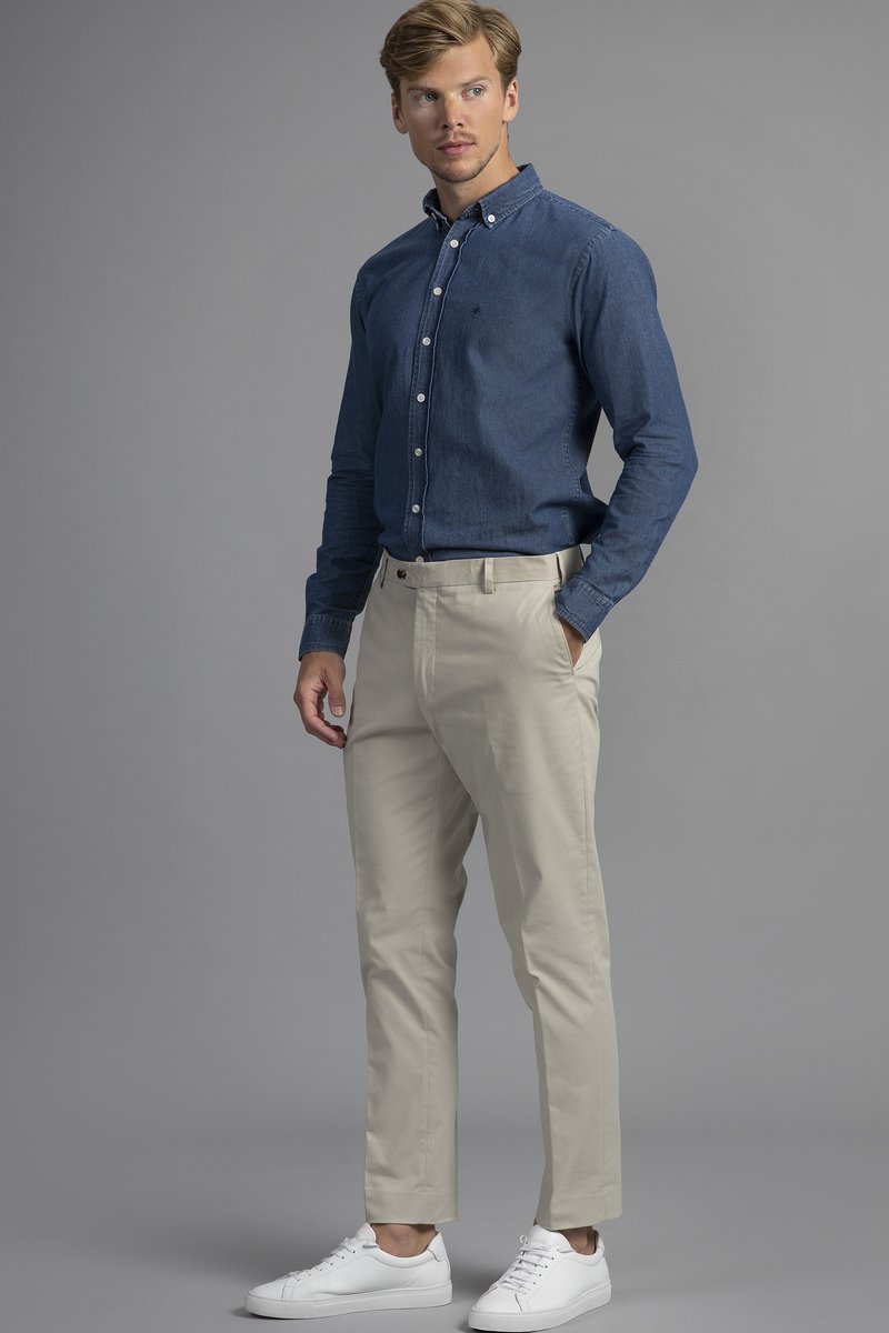 Laurent Vergne - Heren - Broek - Beige - Katoen Stretch - maat 44 - Slim fit