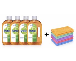 Dettol Nettoyant Multiusage 4x 500ml – Hygiène Puissante & Résultat Frais + Chiffon Microfibre DRD Gratuit