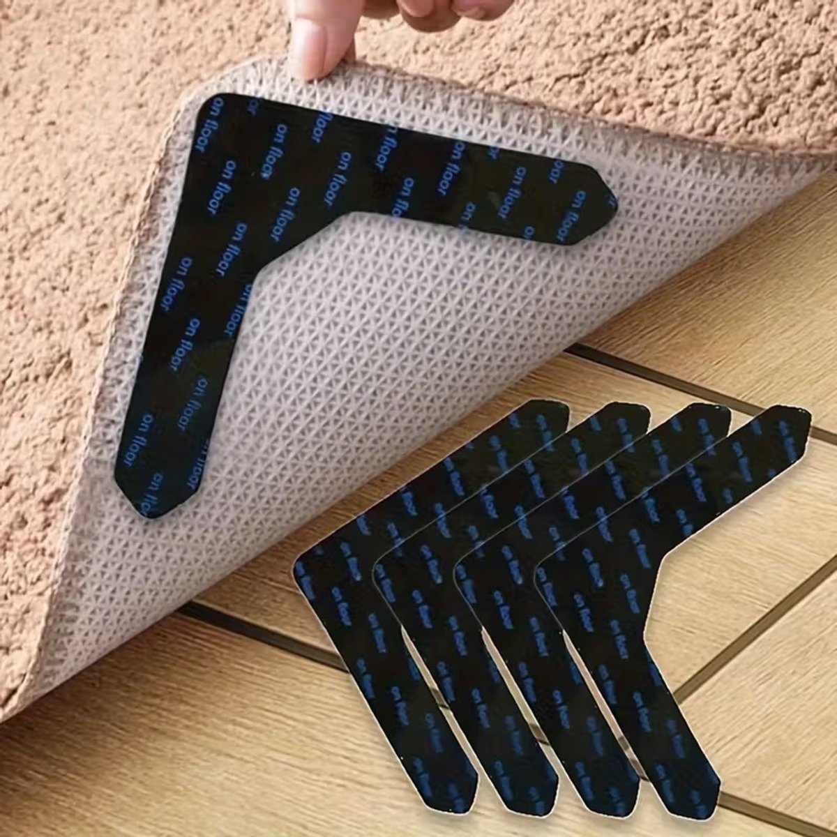 Antislip Tapijt Tape Set – Dubbelzijdige Herbruikbare Tapijt Grippers – Wasbare Kleefpads voor Vloerkleden op Hout & Tegels
