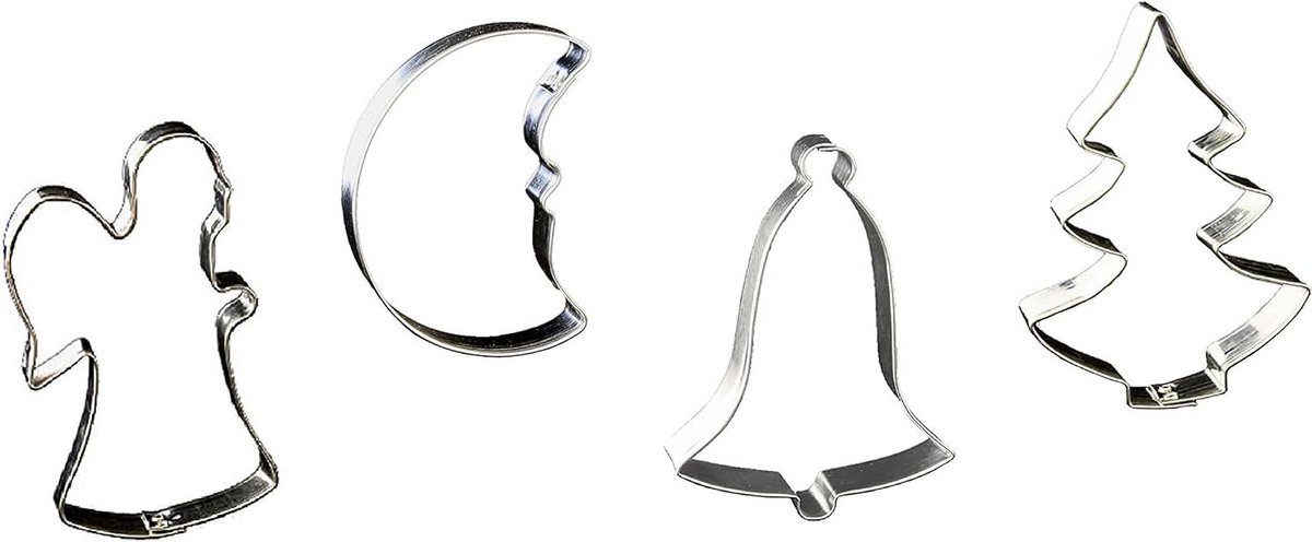 Uitsteekvormpjes Set - Koekjesvormen Bakvorm - Koekjes Bakken - Grote Vormen - 12 cm - Zilver