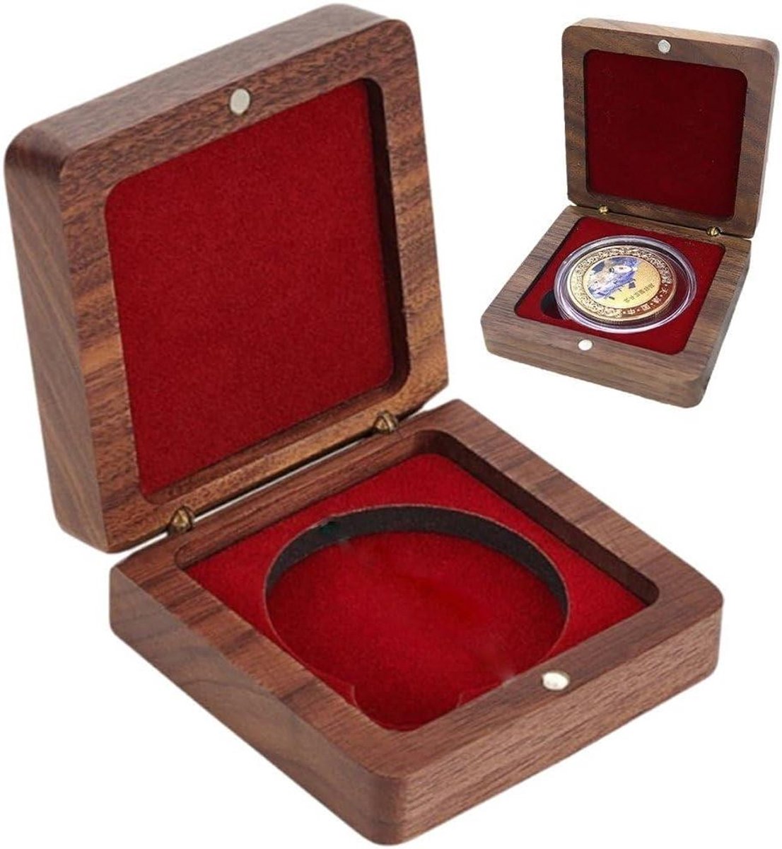 Geschenkdozen Munten - Muntvitrines Houten - Munten Presenteren - Zachte Binnenvoering - 67 x 67 x 34 cm - Houtkleur