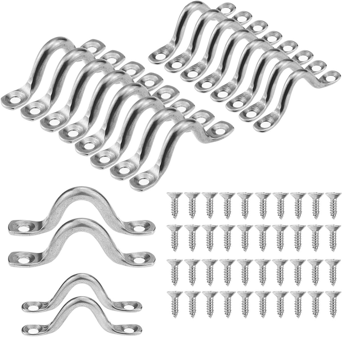 20 Stuks RVS Pad Ogen voor Kayak en Canoe, Inclusief 40 Schroeven voor Bevestiging en Rigging