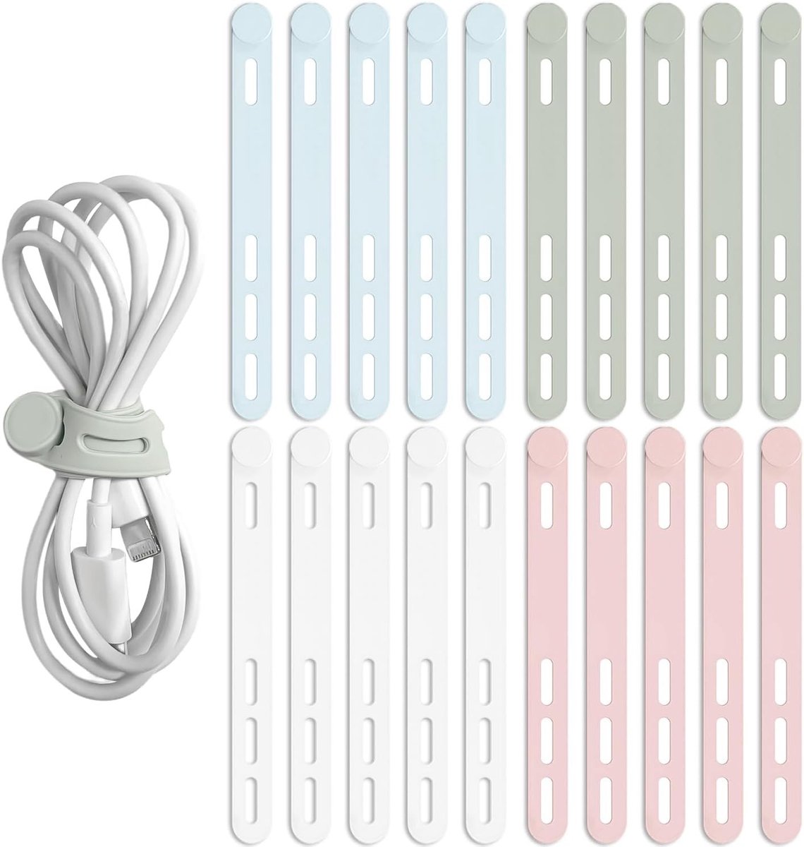 Herbruikbare Siliconesnoeren - 16 Stuks Kabelbinders voor Audio, Computer en Opladers in 4 Kleuren
