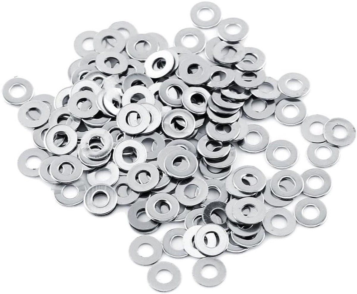 Assortiment van 100 Stuks RVS Platte Ringetjes - M3, M7, M10 - Duurzame Bevestigingsmaterialen voor Klussen