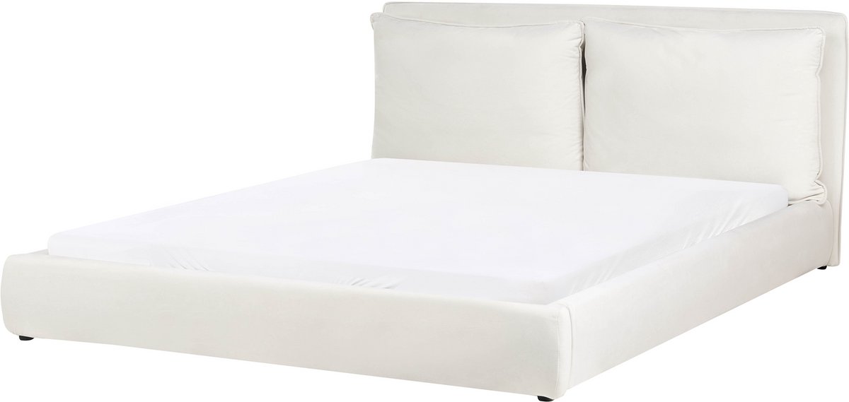 Beliani BAJONNA - Tweepersoonsbed - Off-white - 180 x 200 cm - Stof Wit
