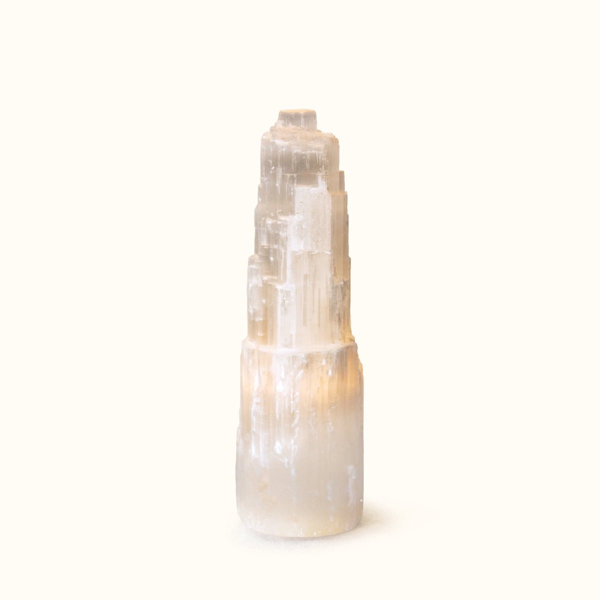 ANAS Seleniet Toren Lamp 30 cm – Kristal Lamp – Natuurlijke Edelsteen – Sfeerverlichting – Rust & Meditatie – Woondecoratie