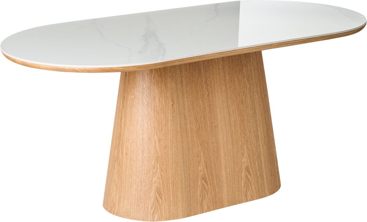 LOCKHART - Eettafel - Lichtbruin/Wit - Gesinterde steen